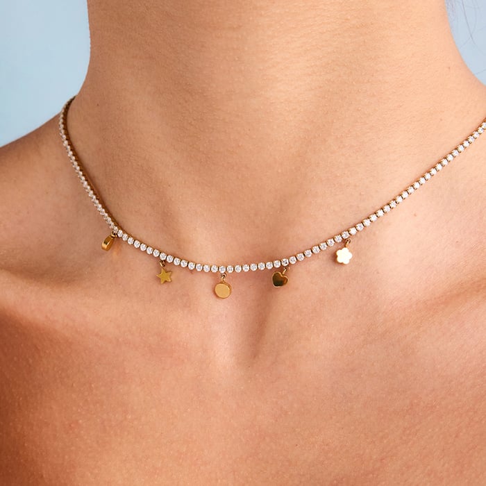 1 Piece Shining Star Stainless Steel Gold Color Women's Pendant Necklaces h5Picture6