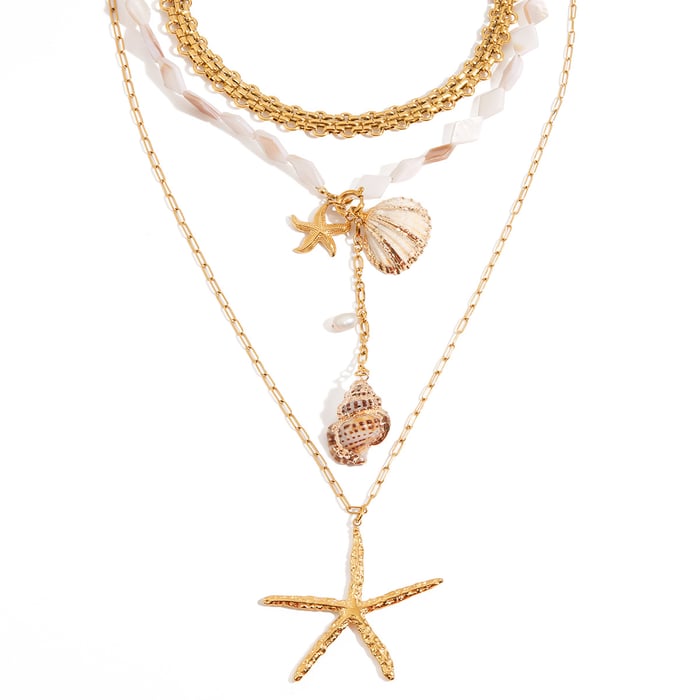 1 Piece Designable Series Vacation Shell Stainless Steel Gold Color Women's Pendant Necklaces h5Picture10