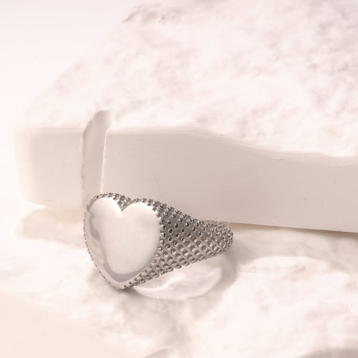 1 Piece Romantic Series Daily Heart Stainless Steel   Gold Color  Statement Rings h5Picture4