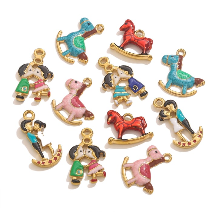 1 Piece DIY Hobbyhorse Stainless Steel Women's Pendants h5Picture4