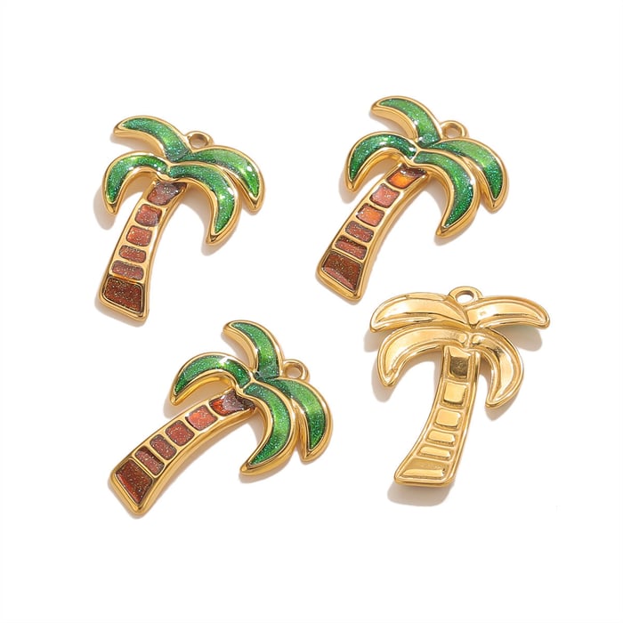 1 Piece Coconut Palm Stainless Steel Gold Color Women's Pendants h5Picture2