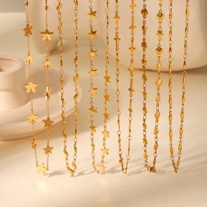 1 Pair Simple Series Daily Cross Stainless Steel   Gold Color  Women's Chain Necklaces h5Picture6