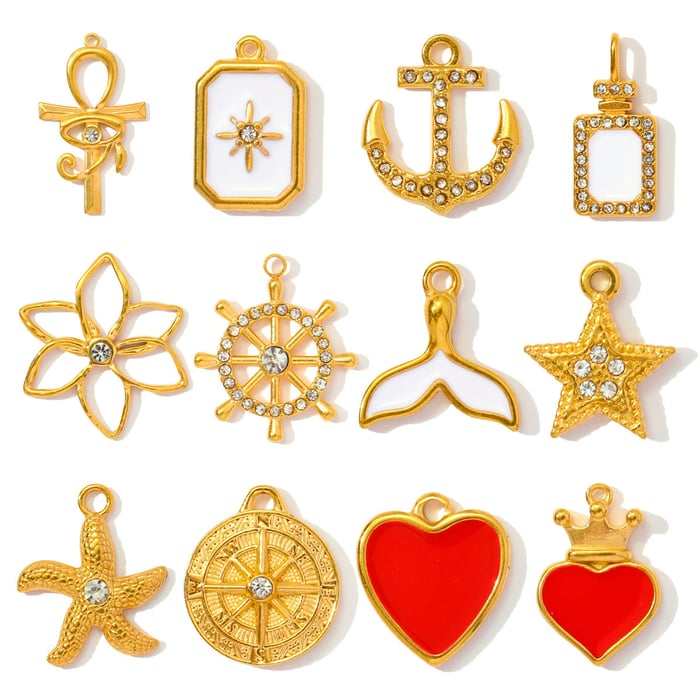 1 Piece Simple Series DIY Heart Stainless Steel Gold Color Women's Pendants h5Picture5