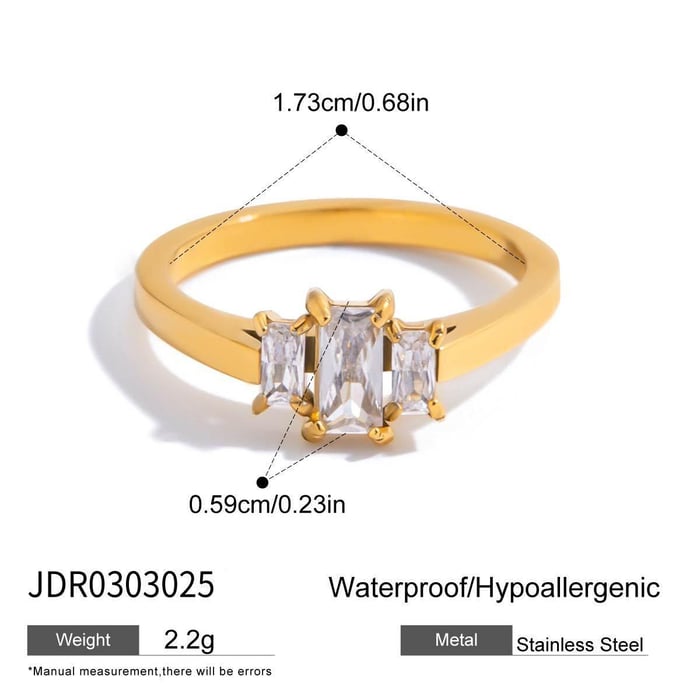 1 Piece Droplet Stainless Steel Gold Color Women's Gemstone Rings