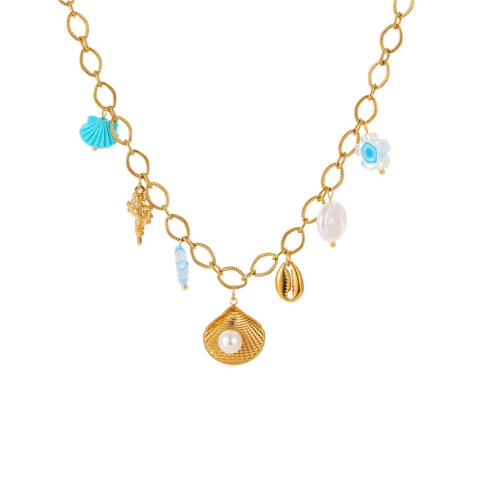 Romantische geometrische Edelstahl Gold Farbe Damen Anhänger Halsketten h5Bild5