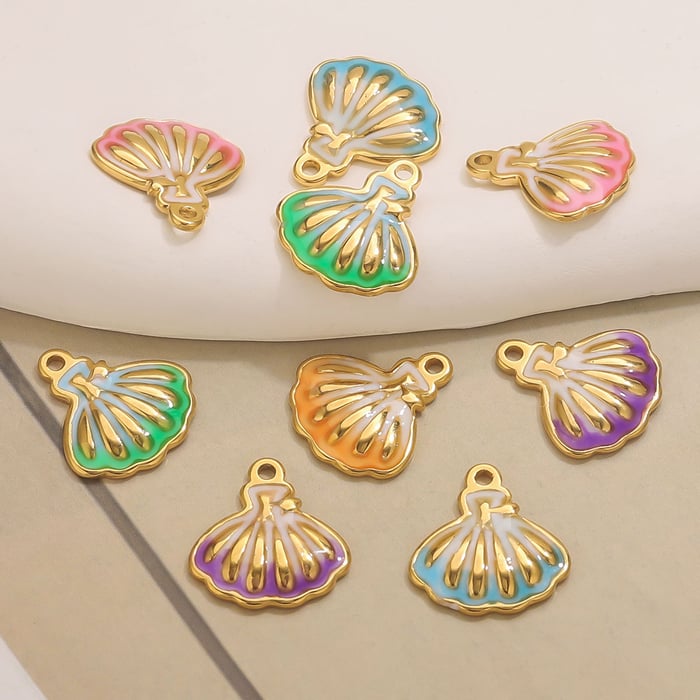 1 Piece Colorful Conch Stainless Steel Gold Color Women's Pendants h5Picture3