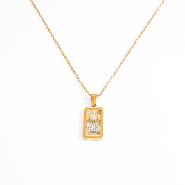 1 Piece Stainless Steel Tarot Pendant Necklace