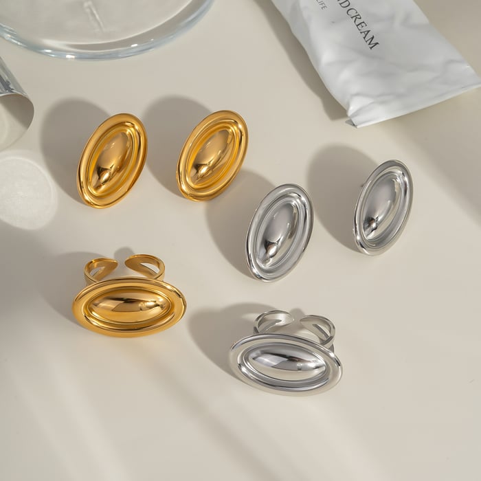 Simple Stainless Steel Gold Color Earring Sets h5Picture2
