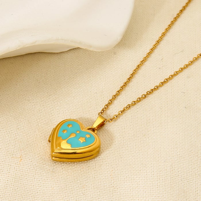 Sweet Heart Stainless Steel   Gold Color  Women's Pendant Necklaces h5Picture4