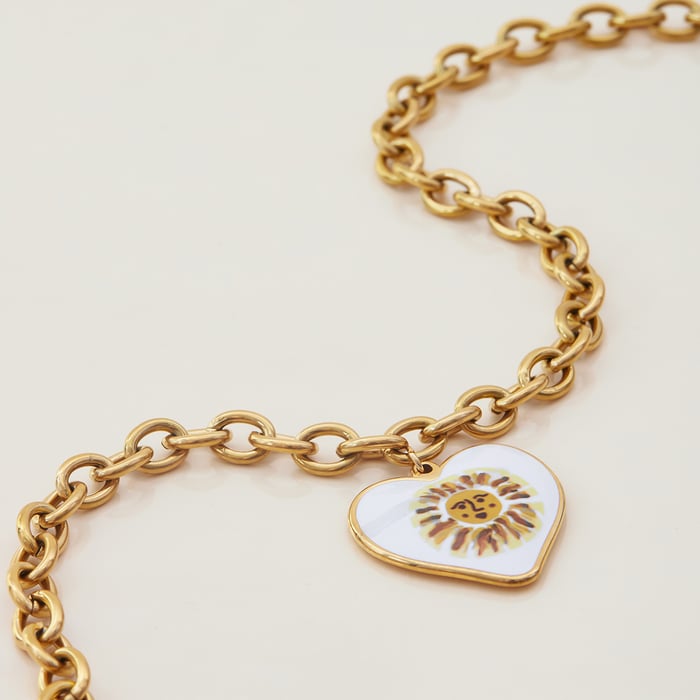 1 Piece Classic Series Paint Sun Stainless Steel Gold Color Women's Pendant Necklaces h5Picture8