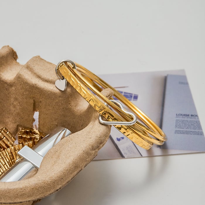 1 Stück klassische Gold- und Silberfarbene Edelstahlarmreifen für Damen h5Bild3