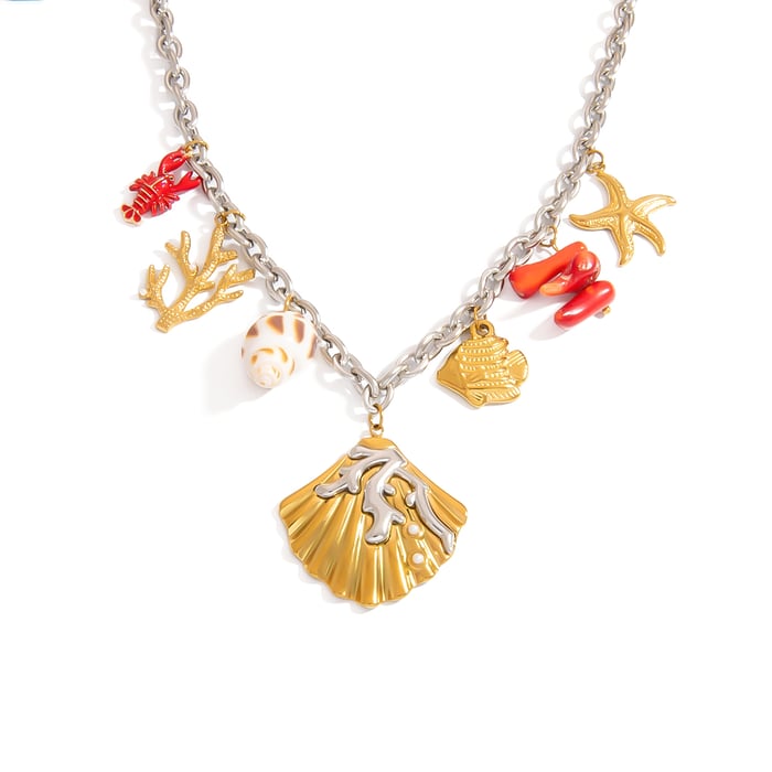 Luxurious Natural Turtle Stainless Steel   Gold Color  Women's Pendant Necklaces