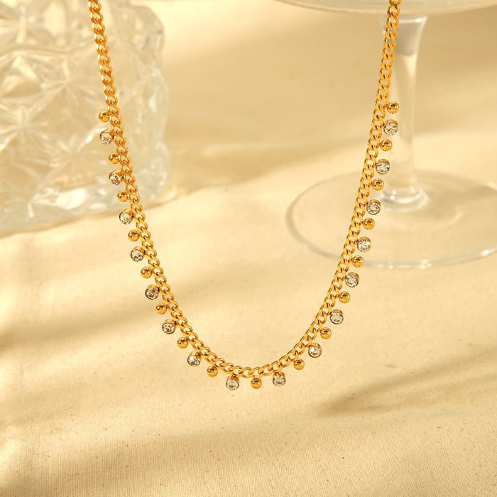 Collares colgantes de acero inoxidable color dorado con cadena diaria para mujer h5Imagen2