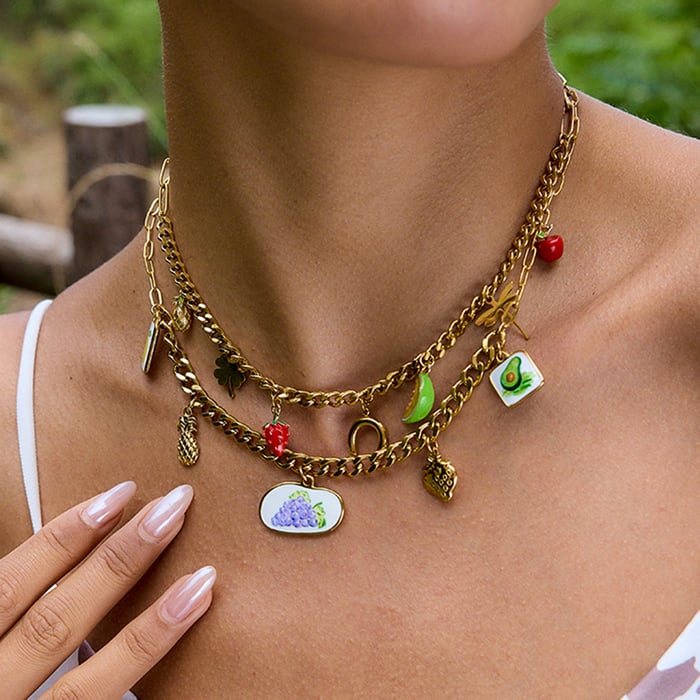 1 Stück romantische Früchte Edelstahl Gold Farbe Damen Anhänger Halsketten h5Bild2
