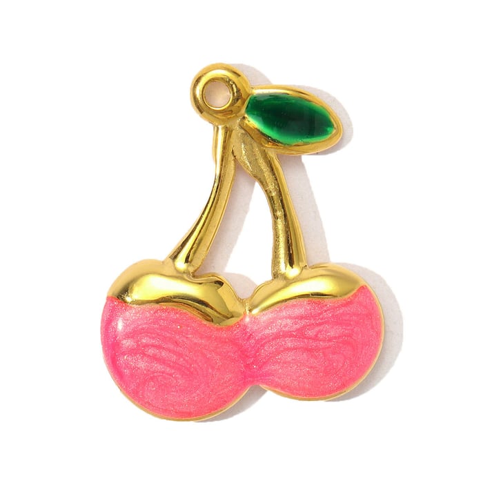 1 Piece Romantic Series Natural Cherry Stainless Steel Gold Color Women's Pendants