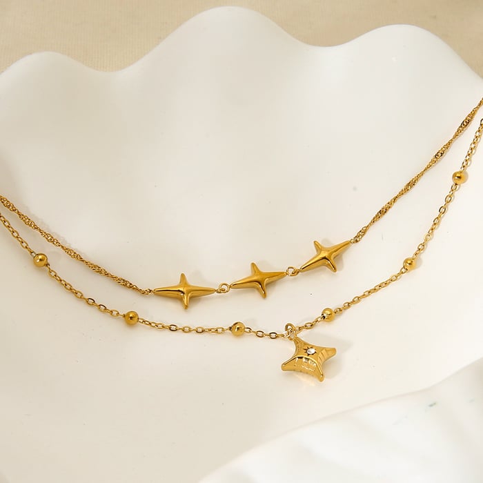 Simple Double-Layer Star Chain Necklace for Women h5Picture4