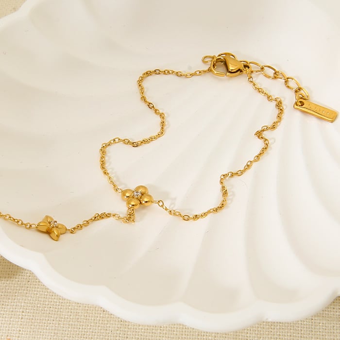 1 Stück Blumenarmband aus Edelstahl in Goldfarbe mit Fingerverbindung h5Bild3