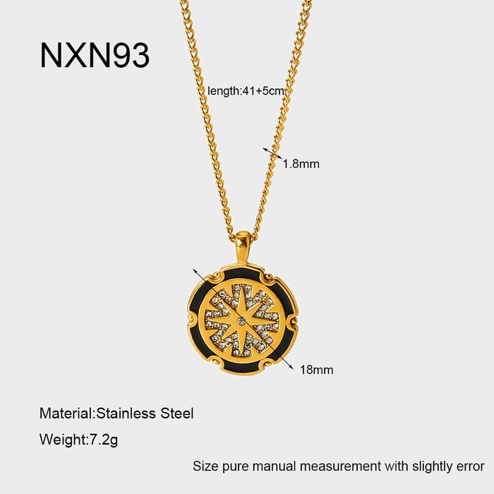 Classic Series Retro Sun/Moon Stainless Steel  Gold Color  Pendant Necklaces
