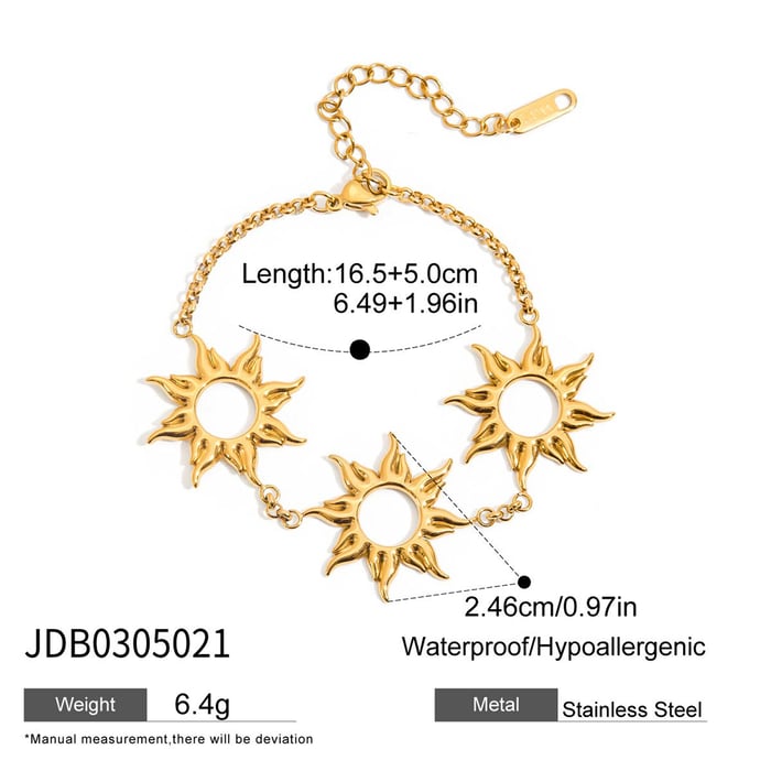1 Pair Classic Series Classic Sun Stainless Steel Gold Color Women's Hoop Earrings