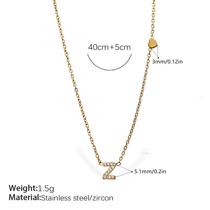 1 Piece Letter Stainless Steel Gold Color Pendant Necklace