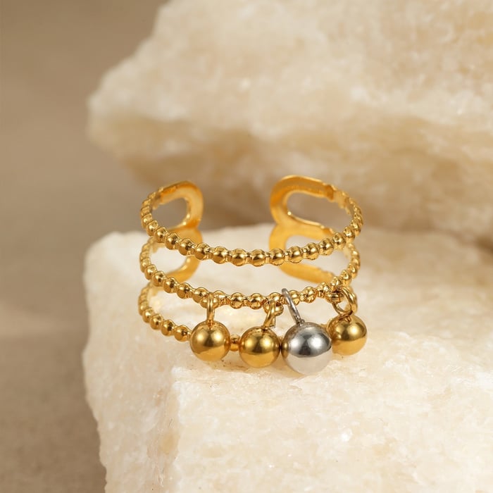 Simple Series Daily Geometric Stainless Steel Women's Adjustable Rings h5Picture4