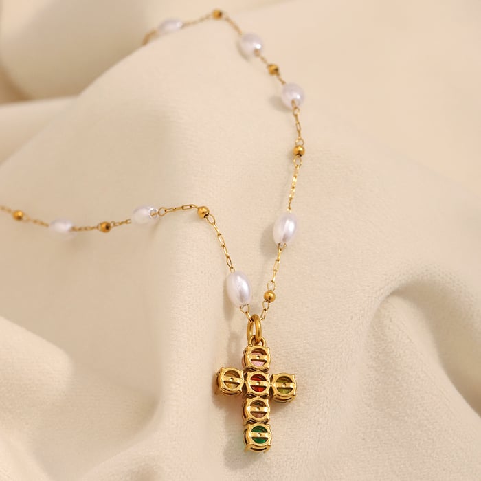 Light Luxury Series Stainless Steel Cross Women's Necklace h5Picture3