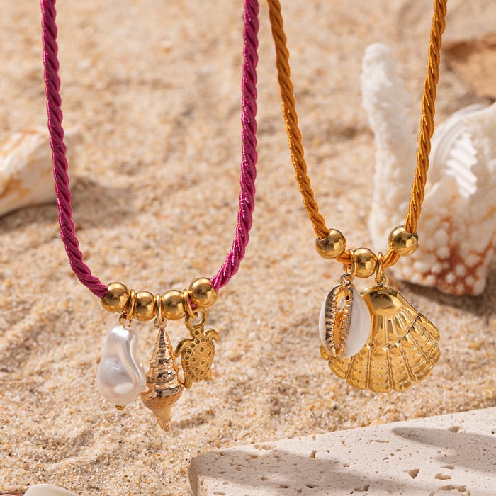 1 Piece Shell Stainless Steel Gold Color Pendant Necklaces h5Picture3