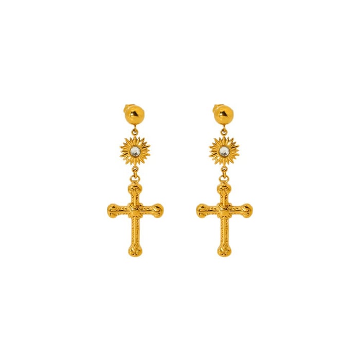 Classic Series Retro Cross Stainless Steel  Women's Stud Earrings h5Picture5