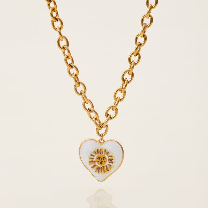 1 Piece Classic Series Paint Sun Stainless Steel Gold Color Women's Pendant Necklaces h5Picture5