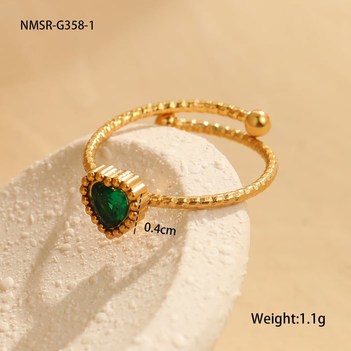 Retro Heart Stainless Steel  Gold Color Women's Adjustable Rings