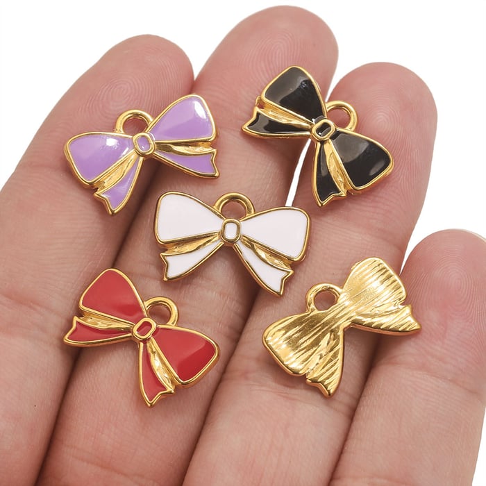 1 Piece DIY Bow Knot Stainless Steel Women's Pendants h5Picture5
