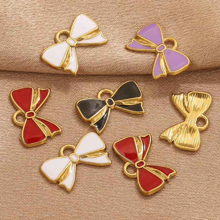1 Piece DIY Bow Knot Stainless Steel Women's Pendants h5Picture3