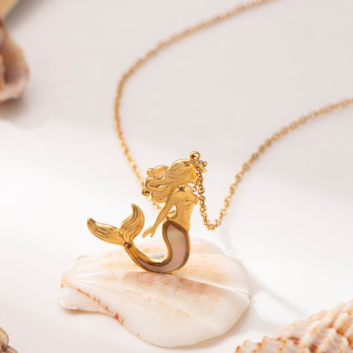 Mermaid Stainless Steel Gold Color Earring Set h5Picture3
