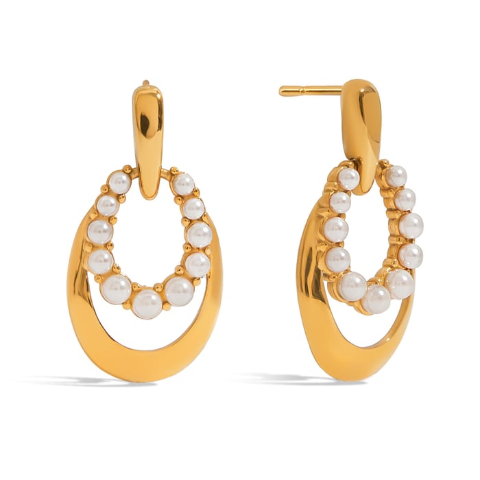 1 Pair Classic Series Retro Droplet Stainless Steel Gold Color Women's Drop Earrings