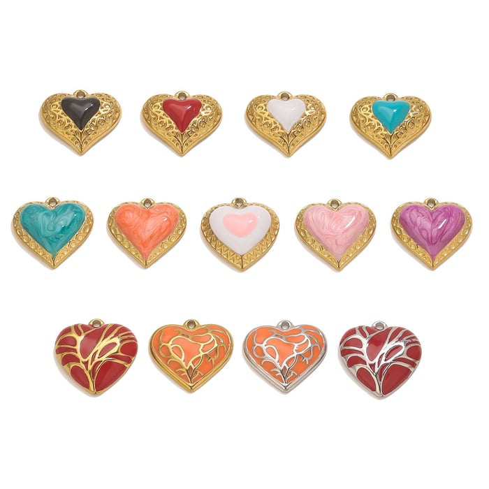 1 Piece DIY Colorful Heart Stainless Steel Women's Pendants h5Picture2