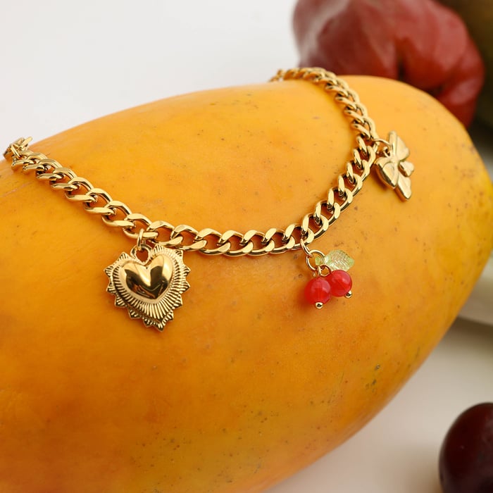 1 Piece Romantic Series Vacation Heart Stainless Steel Gold Color Women's Pendant Necklaces h5Picture4