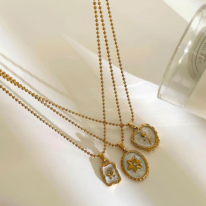 1 Piece Enamel Heart Stainless Steel Gold Color Pendant Necklace h5Picture4