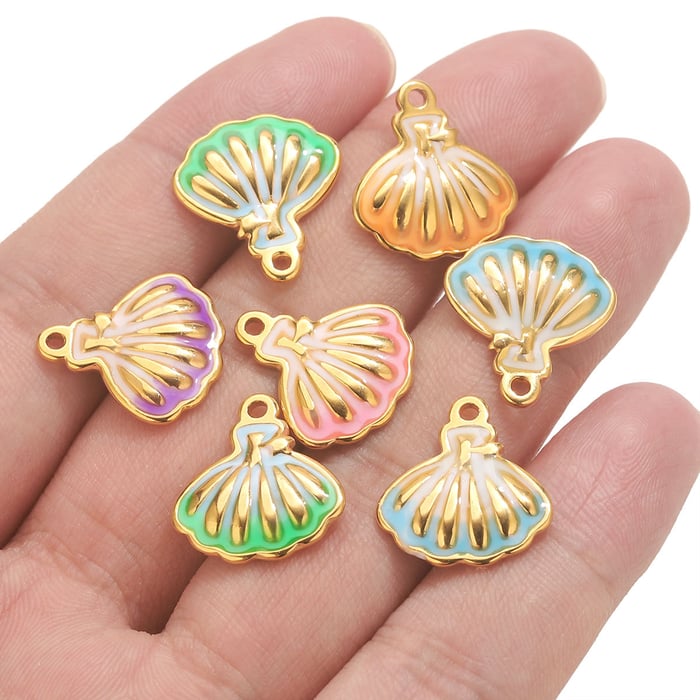 1 Piece Colorful Conch Stainless Steel Gold Color Women's Pendants h5Picture4