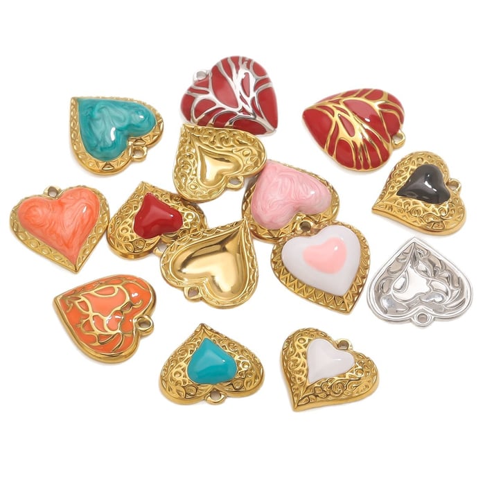 1 Piece DIY Colorful Heart Stainless Steel Women's Pendants h5Picture5