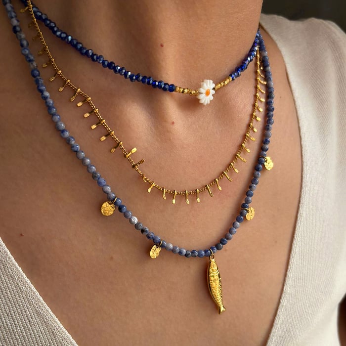 1 Piece Natural Stone Beaded Necklace h5Picture2