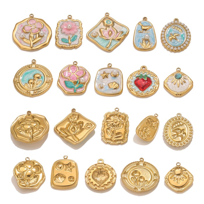 1 Piece Romantic DIY Flower Stainless Steel Women's Pendants h5Picture2