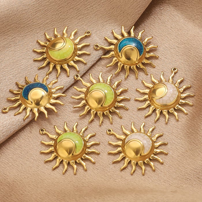 1 Piece Classic DIY Sun Stainless Steel Gold Color Women's Pendants h5Picture3