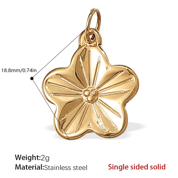 1 Piece Flower Stainless Steel  Gold Color Pendant