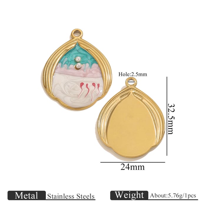 1 Piece Colorful Shell Stainless Steel Gold Color Women's Pendants