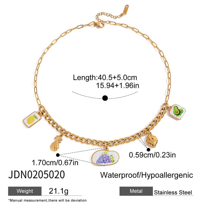 1 Stück romantische Früchte Edelstahl Gold Farbe Damen Anhänger Halsketten