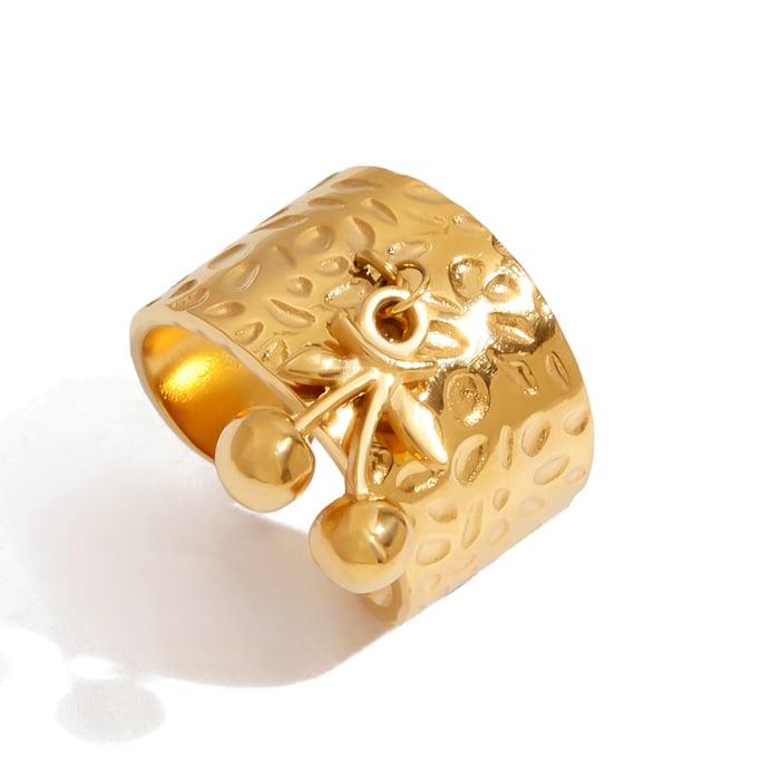 1 stuk romantische serie kersen roestvrij staal goudkleurige statement ringen h5Afbeelding10
