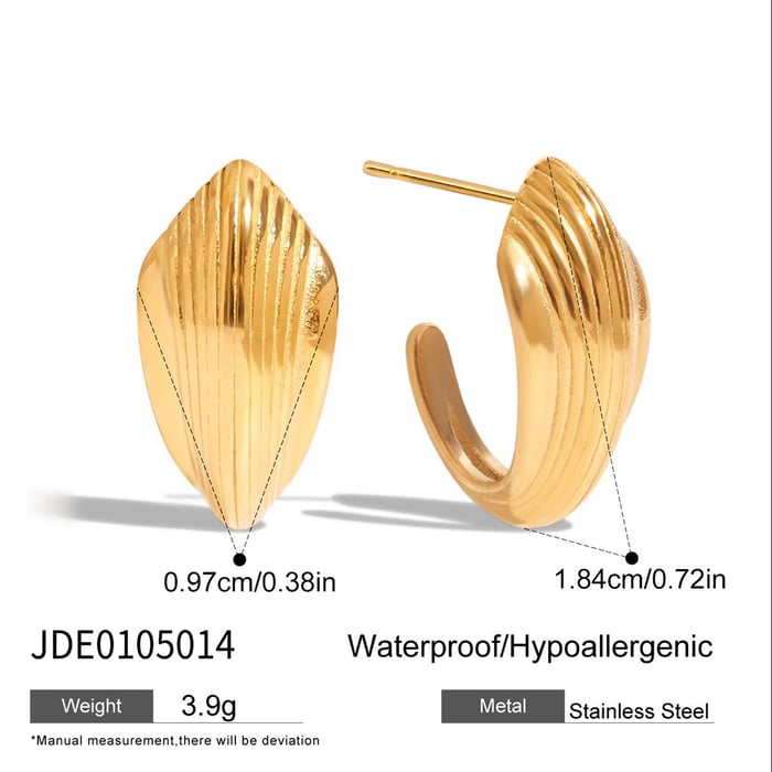 1 Paar elegante Muschel-Ohrstecker aus Edelstahl in Goldfarbe für Damen h5Bild2