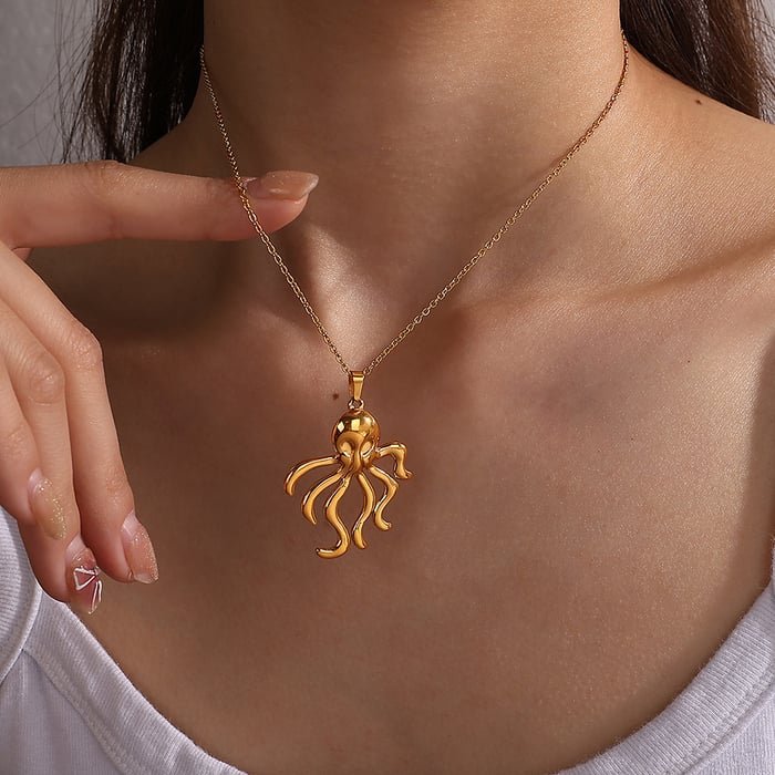 Octopus Stainless Steel Gold Color Drop Earrings h5Picture3