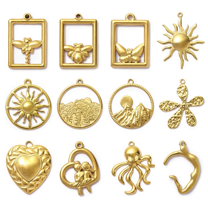 1 Piece Classic Sun Stainless Steel Gold Color Women's Pendants h5Picture5