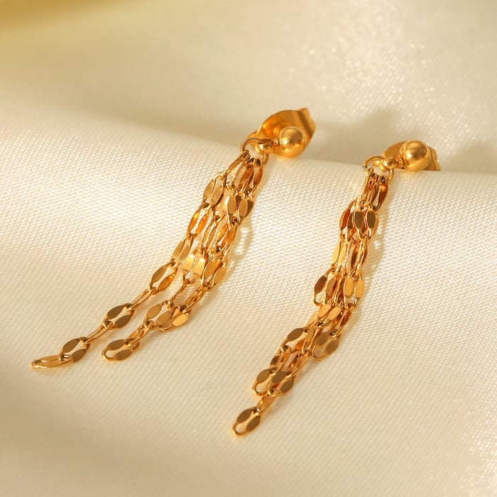Simple Tassel Stainless Steel   Gold Color  Women's Dangle Earrings h5Picture8